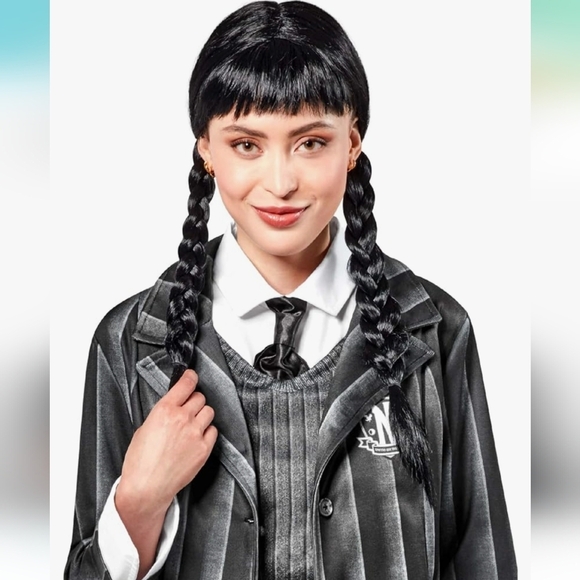 Wednesday Addams Costume Wig Adult Wig, Women, As Shown, One Size - Picture 3 of 10